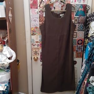 VTG 90s Y2K White Stag XL 16/18 Olive Green Suede Empire Waist Embroidered Dress